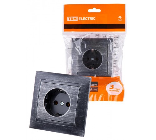 Розетка 2П+З 16А 250В старинное серебро "Лама"  SQ1815-0664  TDM