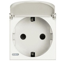 Axolute Розетка 2К+З с крышкой, 10/16 А 250 В с бок. з/к Schuko, с Экр. конт., клеммы с авт. заж., цвет белый, немецкий стандарт  HD4141PW  Legrand