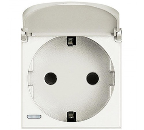 Axolute Розетка 2К+З с крышкой, 10/16 А 250 В с бок. з/к Schuko, с Экр. конт., клеммы с авт. заж., цвет белый, немецкий стандарт  HD4141PW  Legrand