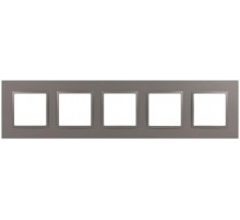 Рамка для розеток и выключателей Elegance 14-5015-16 на 5 постов, Classic, титан  Б0065831  ЭРА