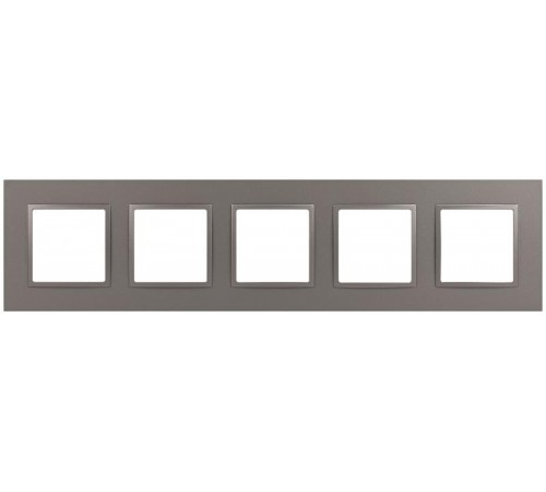 Рамка для розеток и выключателей Elegance 14-5015-16 на 5 постов, Classic, титан  Б0065831  ЭРА