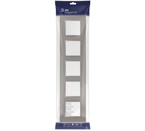 Рамка для розеток и выключателей Elegance 14-5015-16 на 5 постов, Classic, титан  Б0065831  ЭРА