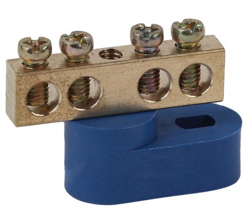 Шина N "ноль" на одном угловом изоляторе ШНИ-6х9-4-У1-Синий (10/250/25000) NO-222-95-1  Б0044144  ЭРА