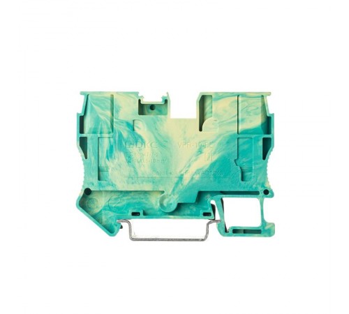 Клемма заземления, зажим push-in, 2 точки подключения, 10 кв.мм  VPR-10-PE-YG  DKC