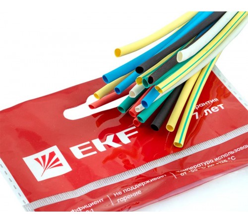 Термоусаживаемая трубка ТУТ нг 2/1 набор:7 цветов по 3шт. 100мм. EKF PROxima  tut-n-2  EKF