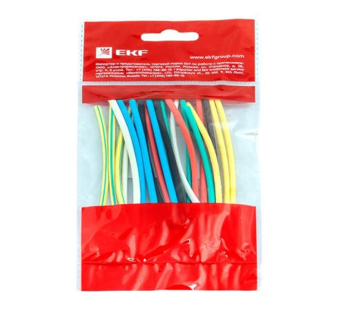 Термоусаживаемая трубка ТУТ нг 2/1 набор:7 цветов по 3шт. 100мм. EKF PROxima  tut-n-2  EKF