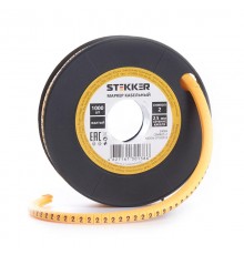 Кабель-маркер "2" для провода сеч.1,5мм , желтый (1000шт в упак)  39088  STEKKER