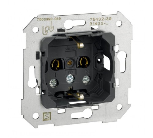 Simon 75 Механизм Розетка двухполюсная с/з Schuko, 16А 250В, винтовой зажим, S82, S82N, S88, S82 Detail  75432-39  Simon