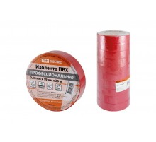 Изолента ПВХ профессиональная 0,18х19мм Красная 20м  SQ0526-0063  TDM