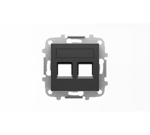 Накладка для 2-х суппортов/разъёмов типа 2017... и/или 2018..., со шторками и полем для надписи, серия SKY, цвет чёрный барх.2CLA851820A1501 ABB