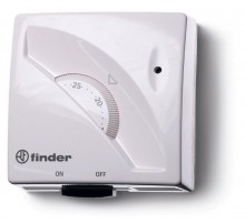 Комнатный термостат; 1СО 16А; монтаж на стену; поворотная ручка; переключатель ВКЛ/ВЫКЛ; цвет белый  1T011  Finder