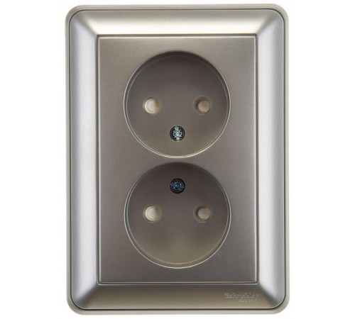 W59 Шампань Розетка 2-ая без заземления (в сборе)  RS16-254-48  SE