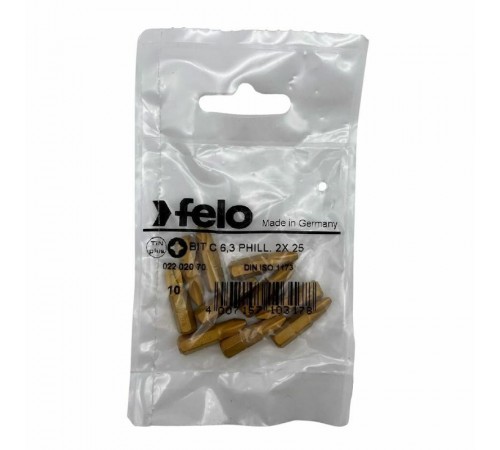 Бита крестовая серия TiN PH 2X25, 10 шт  02202070  Felo
