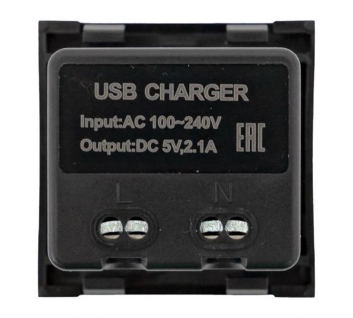 Розетка USB A+C, 2.1А, 2 гнезда, без индикатора, черная, матовая E2MR2B-21USB-10-ACEKF