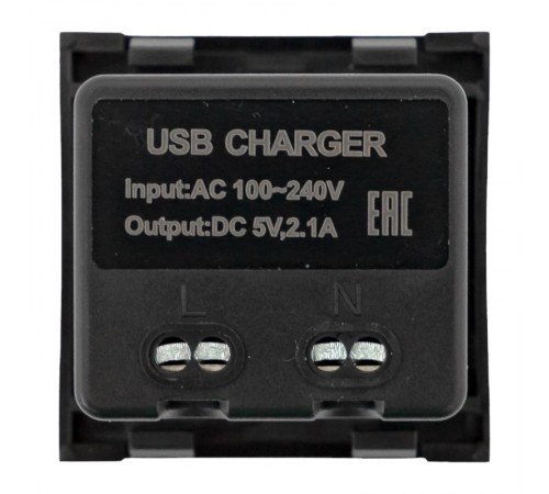 Розетка USB A+C, 2.1А, 2 гнезда, без индикатора, черная, матовая E2MR2B-21USB-10-ACEKF