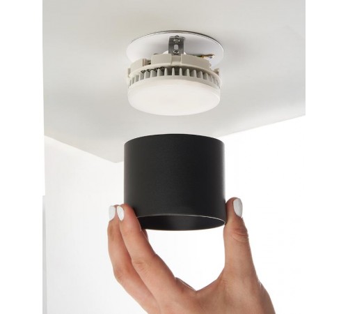 Светильник потолочный под лампу макс 12W, 230V, GX53, черный, HL359  41991  FERON