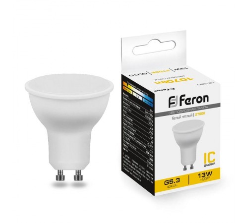 Лампа светодиодная, (13W) 230V GU10 2700K MR16, LB-960  38191  FERON