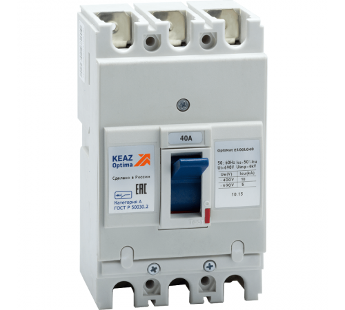 Выключатель автоматический OptiMat E100L040-УХЛ3-РЕГ 273891  КЭАЗ