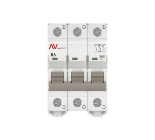 Выключатель автоматический AV-10 DC 3P 6A (K) 10kA AVERES  mcb10-DC-3-06K-av  EKF
