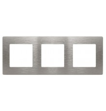 Рамка для розеток и выключателей  Серия 12 12-5103-16 на 3 поста, Сатин, титан  Б0065749  ЭРА