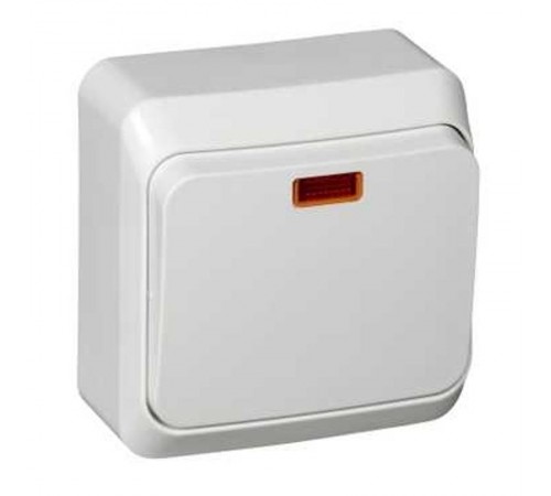 Этюд Белый О/У Переключатель 1-клавишный с подсветкой  BA10-007B  SE