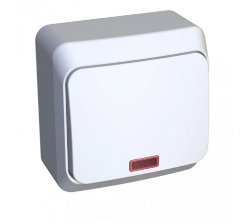 Этюд Белый О/У Переключатель 1-клавишный с подсветкой  BA10-007B  SE