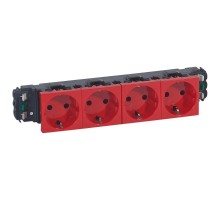 Розетка DLP нем.ст.4Х2К+З б/з.красн. Mosaic  077414  Legrand