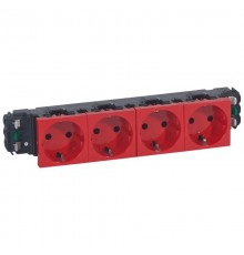 Розетка DLP нем.ст.4Х2К+З б/з.красн. Mosaic  077414  Legrand