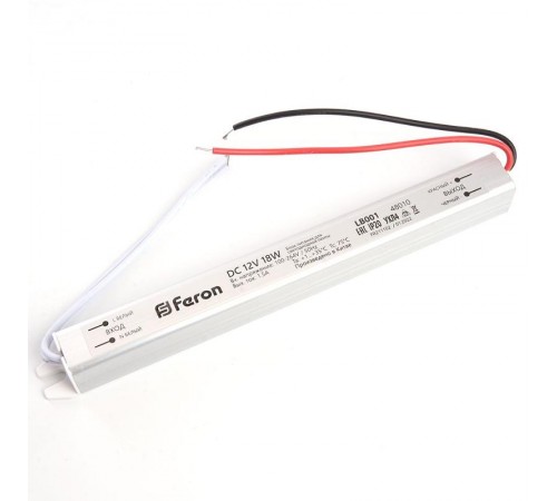 Трансформатор электронный для светодиодной ленты 18W 12V ( драйвер) , LB001  48010  FERON
