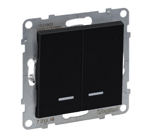 SUNO Переключатель двухклавишный 10АХ 250В с подсветкой. Цвет "Антрацит"  721418  Legrand