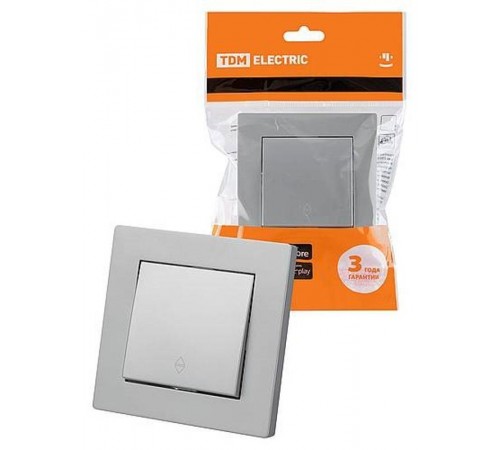 Выключатель на 2 направления 1 кл. 10А серебр. металлик "Сенеж"   SQ1816-0215  TDM