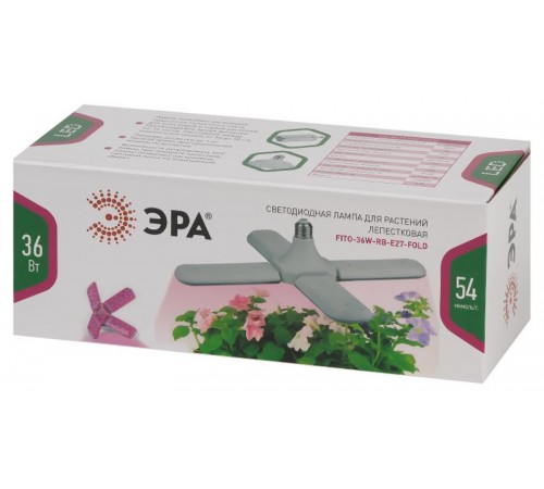 Фитолампа для растений светодиодная 36Вт Е27 FITO-36W-RB-E27-FOLD настраиваемая красно-синего спектра  Б0053289  ЭРА