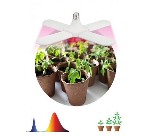 Фитолампа для растений светодиодная 36Вт Е27 FITO-36W-RB-E27-FOLD настраиваемая красно-синего спектра  Б0053289  ЭРА