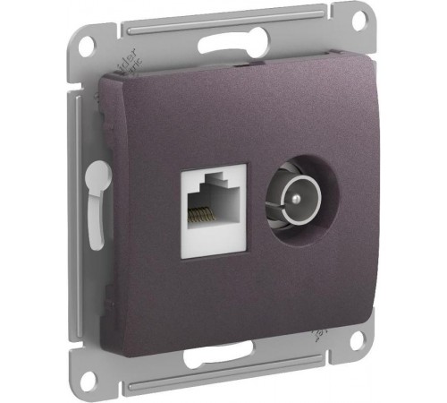 Glossa Сиреневый туман Розетка 2-ая TV + компьютерная RJ45, кат.5Е, механизм  GSL001489  SE