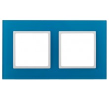 14-5102-28 Рамка на 2 поста, стекло, Эра Elegance, голубой+бел  Б0034500  ЭРА
