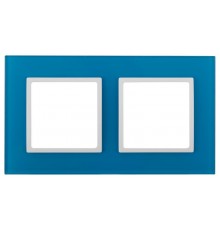 14-5102-28 Рамка на 2 поста, стекло, Эра Elegance, голубой+бел  Б0034500  ЭРА