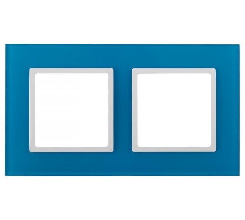 14-5102-28 Рамка на 2 поста, стекло, Эра Elegance, голубой+бел  Б0034500  ЭРА
