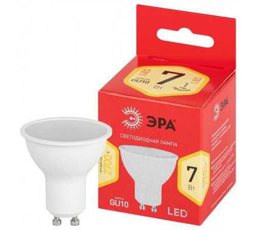 Лампа светодиодная LED MR16-7W-827-GU10 R (диод, софит, 7Вт, тепл, GU10)  Б0050198  ЭРА