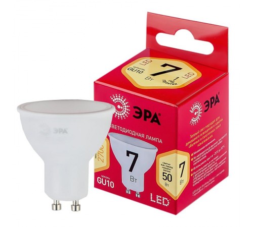 Лампа светодиодная LED MR16-7W-827-GU10 R (диод, софит, 7Вт, тепл, GU10)  Б0050198  ЭРА