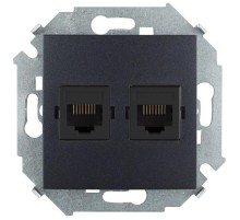 Simon 15 Графит Розетка компьютерная двойная RJ45 кат.5е, Systimax  1591593-038  Simon