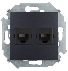 Simon 15 Графит Розетка компьютерная двойная RJ45 кат.5е, Systimax  1591593-038  Simon