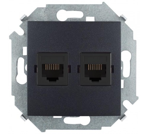 Simon 15 Графит Розетка компьютерная двойная RJ45 кат.5е, Systimax  1591593-038  Simon