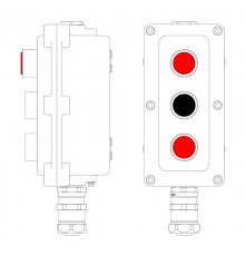 Взрывонепроницаемый пост управления из алюминия LCSD-03-B-MC-L1R(220)x1-P1B(11)x1-P1R(11)x1-PCMB-KAEPM3MHK-20  LCSD21000130  DKC