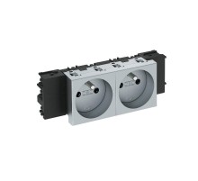 Розетка двойная 0° Modul45connect франц. стандарт, 250 В, 16A (серебристый) (STD-F0C AL2)  6120562  OBO Bettermann