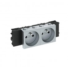 Розетка двойная 0° Modul45connect франц. стандарт, 250 В, 16A (серебристый) (STD-F0C AL2)  6120562  OBO Bettermann