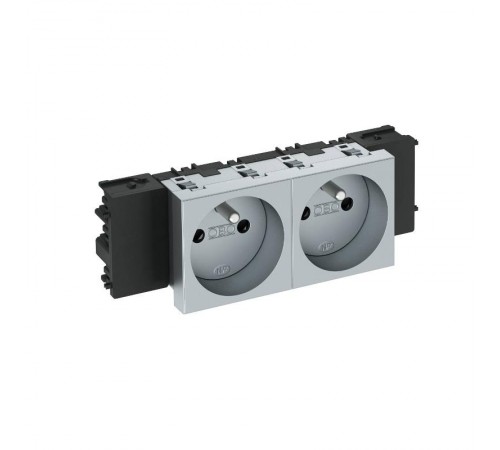 Розетка двойная 0° Modul45connect франц. стандарт, 250 В, 16A (серебристый) (STD-F0C AL2)  6120562  OBO Bettermann