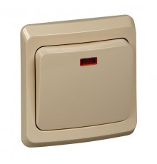 Этюд Кремовый С/У Выключатель 1-клавишный с подсветкой  BC10-005K  SE
