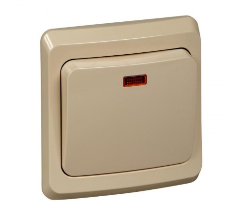 Этюд Кремовый С/У Выключатель 1-клавишный с подсветкой  BC10-005K  SE