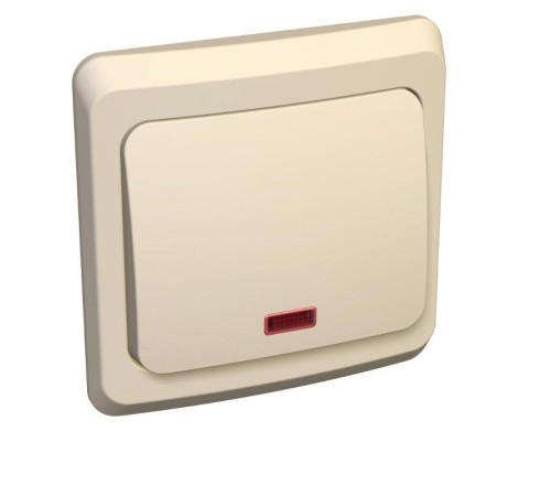 Этюд Кремовый С/У Переключатель 1-клавишный с подсветкой  BC10-007K  SE