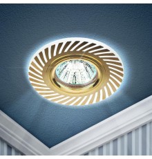 Светильник точечный декоративный DK LD39 WH/GD /1 cо светодиодной подсветкой MR16, белый/золото (50/1500)  Б0048936  ЭРА